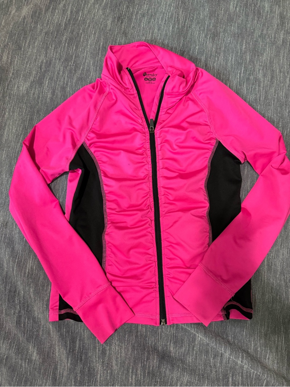 Girls' Hot Pink Zip-Up Athletic Hoodie with Black Panels